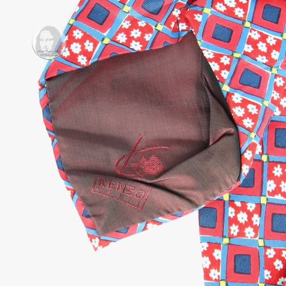 KENZO Silk Tie Mens Necktie Abstract Geometric Floral Print Made in Italy - Picture 7 of 7